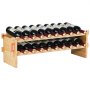 VEVOR 18 Bottle Stackable Modular Wine Rack Bamboo Wood Display Shelf 2-Tier