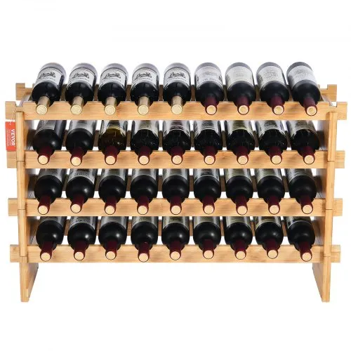 Ouseen Wooden Free Standing Wine Rack Holder - Stores 6 Bottles - View #9
