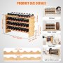 VEVOR 36 Garrafa Empilhável Modular Wine Rack Bambu Madeira Display Prateleira 4-Tier