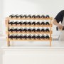 VEVOR 36 palackos, egymásra rakható, moduláris bortartó, 4-szintes, tömör bambuszfából készült tárolóállványok, padlón álló bortartó, kijelző polc, billegésmentes polcok konyhába, bárba és pincébe (természetes színű)