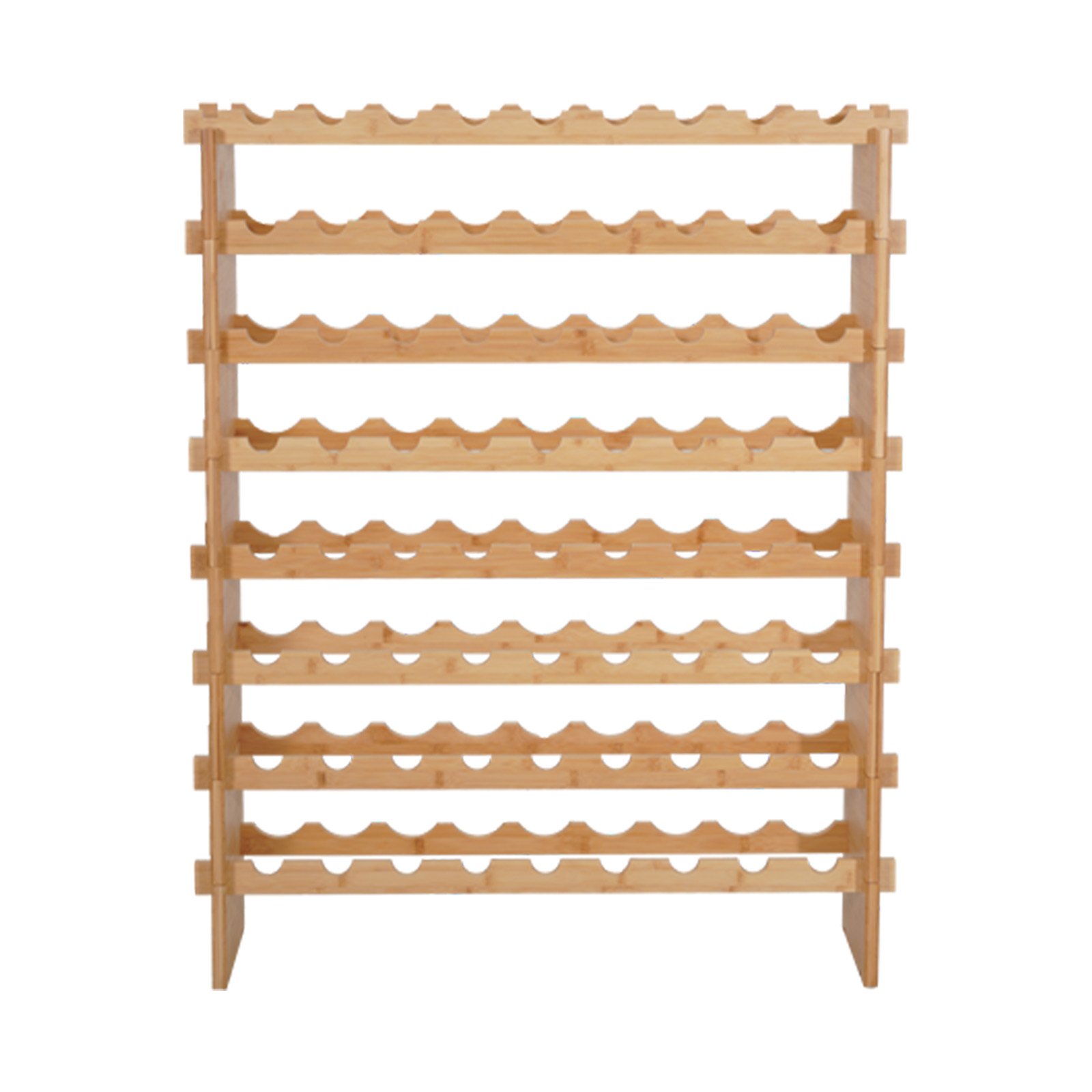 VEVOR 72 Bottle Stackable Modular Wine Rack, 8-Tier, Floor Freestanding Wine Storage Rack, Sturdy Wines Holder Display Shelf, Wobble-Free Shelves, Easy Assembly, for Kitchen, Cellar, and Bar, Natural