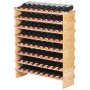 VEVOR 72 Bottle Upgrade Modular Wine Rack, Continuously Store Pinot Bottles, 8-Tier Bamboo Wood Storage Rack, Floor Freestanding Wines Holder Display Shelf, Wobble-Free Shelves for Kitchen Bar Cellar