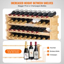 VEVOR 72 Bottle Upgrade Modular Wine Rack Bamboo Wood Display Shelf 8-Tier