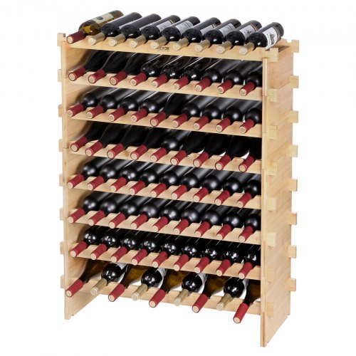 VEVOR 72 Bottle Stackable Modular Wine Rack, 8-Tier Solid Bamboo