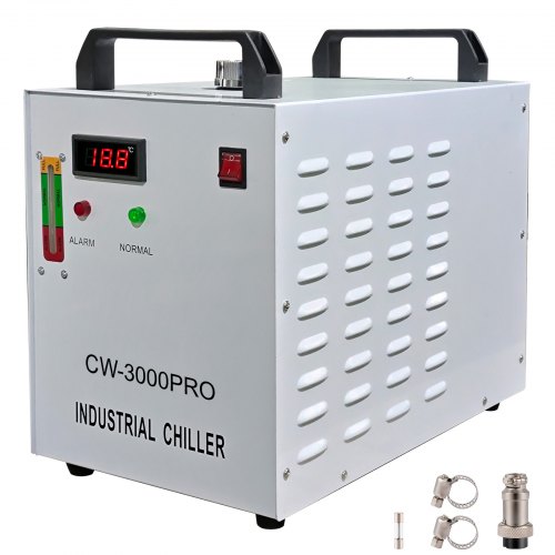 VEVOR Industrial Chiller, 110V CW-3000 Industrial Water Chiller, 50W Cooling Capacity, 10L Capacity Cooling Water, 0.5-0.7A Current Recirculating Chiller for 60W/80W Engraving Machine Cooling Machine