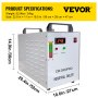 Enfriador industrial VEVOR, enfriador de agua industrial CW-3000 de 110 V, capacidad de enfriamiento de 50 W, agua de enfriamiento de capacidad de 10 L, enfriador de recirculación de corriente de 0,5-0,7 A para máquina de grabado de 60 W/80 W