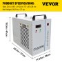 VEVOR Industrial Chiller, CW5200 Industrial Water Chiller, 1700W Cooling Capacity, 6L Capacity Cooling Water, 0.8hp, 4.23gpm, Recirculating Chiller for 130/150W Engraving Machine Cooling Machine