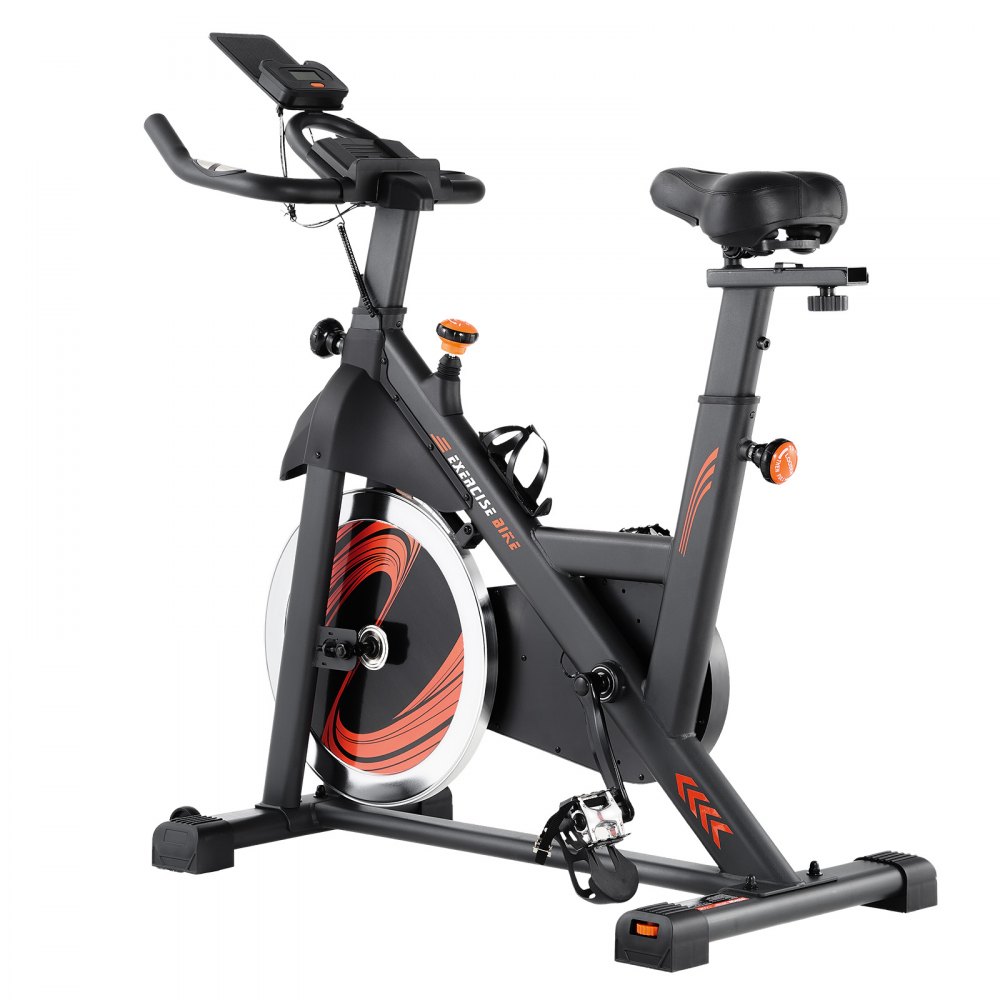 VEVOR Exercise Bike, Adjustable Magnetic Resistance Stationary Bike, Indoor Cycling Bike for Home Cardio, Workout Bike with Silent Belt Drive, Comfortable Seat Cushion, LCD Monitor, and Heavy Flywheel