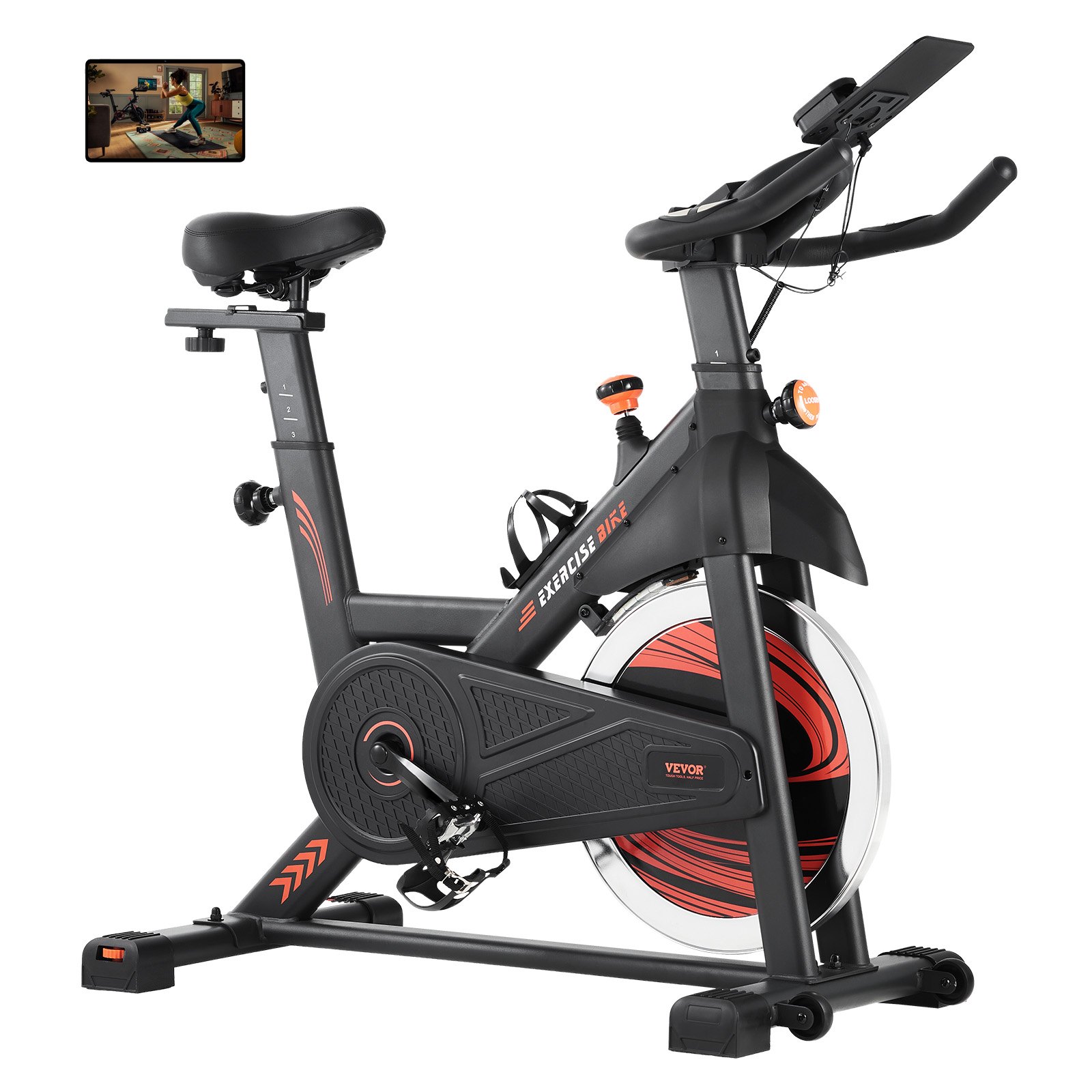 VEVOR Exercise Bike, Adjustable Magnetic Resistance Stationary Bike, Indoor Cycling Bike for Home Cardio, Workout Bike with Silent Belt Drive, Comfortable Seat Cushion, LCD Monitor, and Heavy Flywheel
