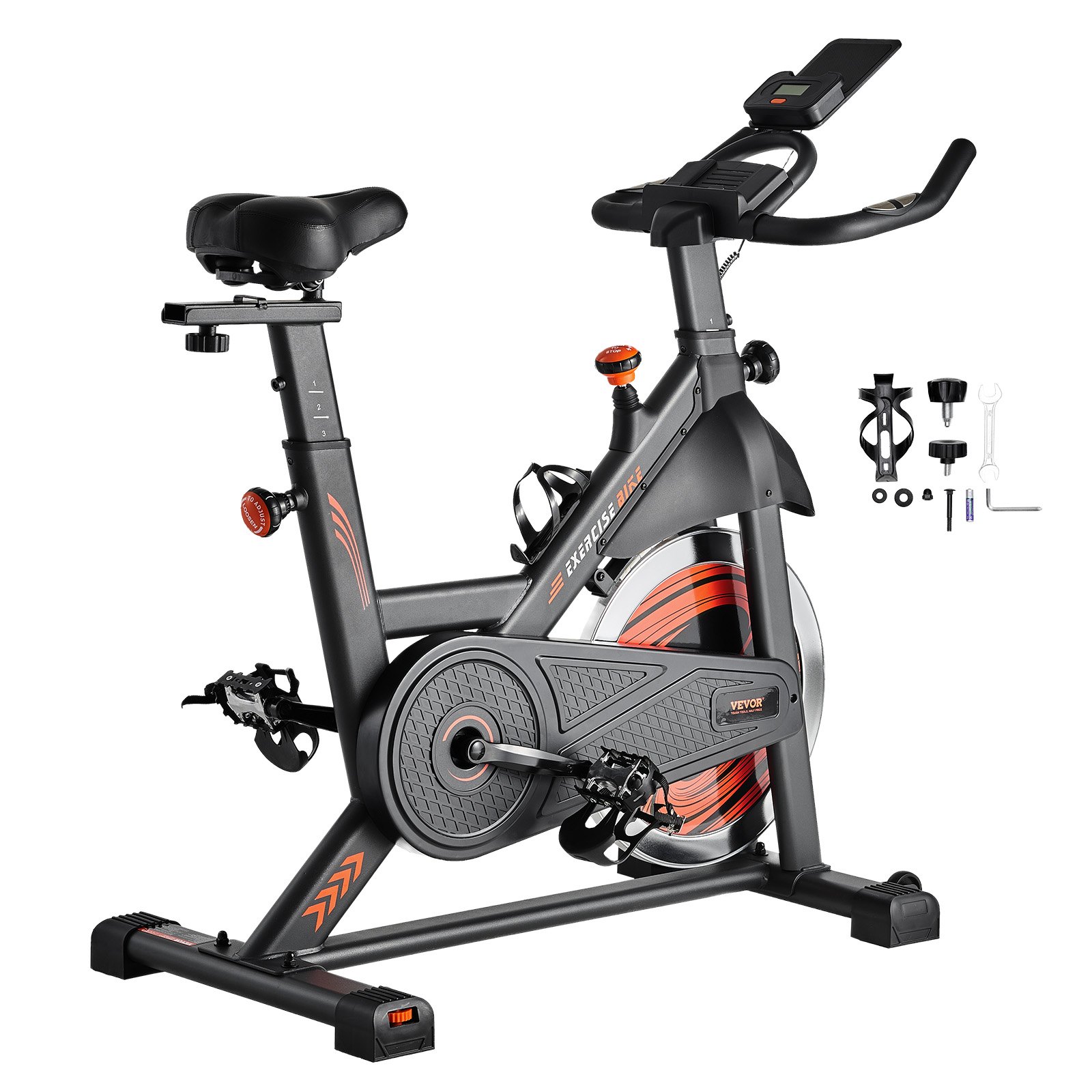 VEVOR Exercise Bike, Adjustable Magnetic Resistance Stationary Bike, Indoor Cycling Bike for Home Cardio, Workout Bike with Silent Belt Drive, Comfortable Seat Cushion, LCD Monitor, and Heavy Flywheel