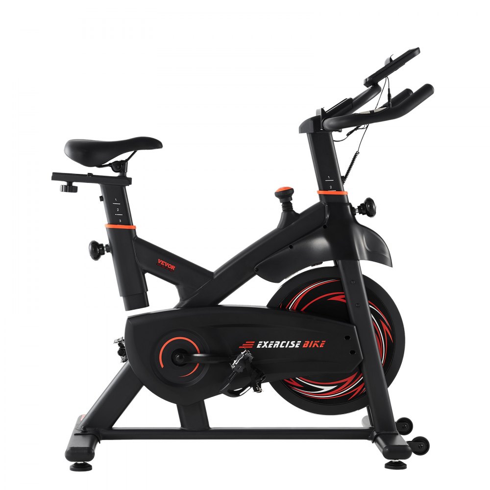 VEVOR Exercise Bike, Adjustable Magnetic Resistance Stationary Bike, Indoor Cycling Bike for Home Cardio, Workout Bike with Silent Belt Drive, Comfortable Seat Cushion, LCD Monitor, and Heavy Flywheel