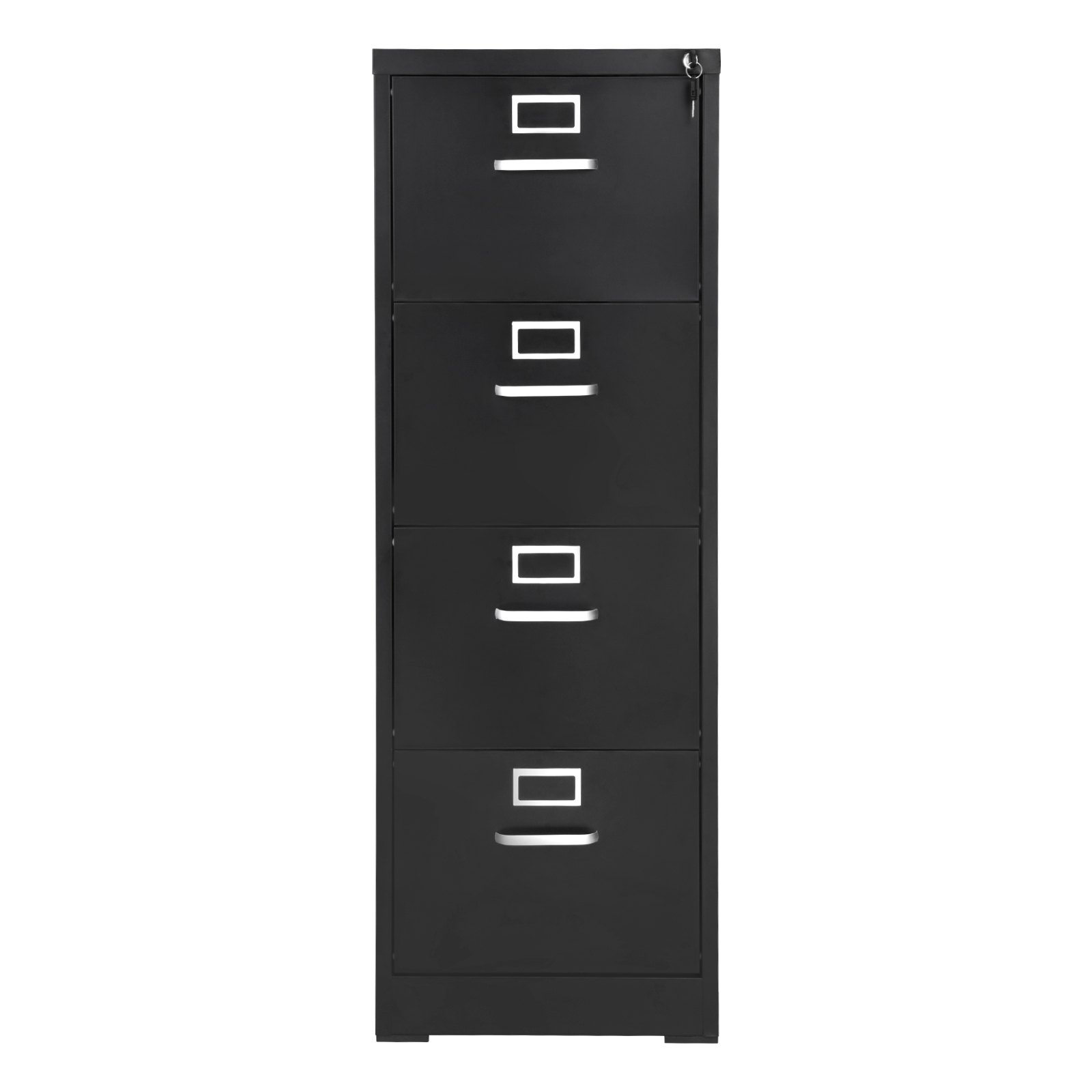 VEVOR 4 Drawer File Cabinet with Lock, Metal Vertical Filing Storage Cabinets for Home Office, Heavy-Duty Cabinet with Detachable Hanging Rod, for A4/Letter/Legal Size File, Easy Assembly (Black)