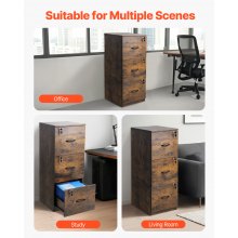 VEVOR 3 Drawer File Cabinet Vertical Filing Cabinet with Lock for Home Office
