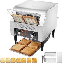 VEVOR Commercial Conveyor Toaster, 300 Slices/Hour Conveyor Belt Toaster, Heavy Duty Stainless Steel Commercial Toaster Oven, Electric  Restaurant Commercial Toaster for Toast Bun, Bagel, Bread