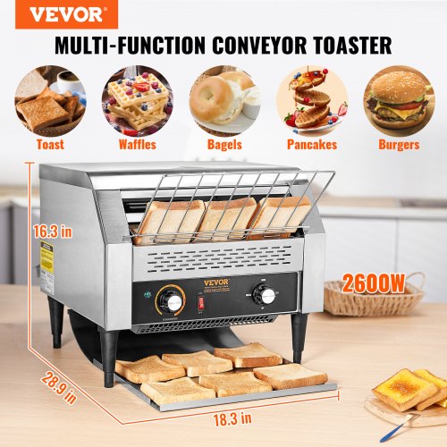 Commercial Conveyor Toaster WantJoin 450 Slices/Hour 1800W