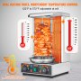 VEVOR Shawarma Grill Machine, capacité de 13 lb, machine de cuisson de poulet Shawarma avec 2 brûleurs, gril vertical électrique gyroscope four à rôtissoire Doner Kebab Machine, pour les fêtes de cuisine de restaurant à domicile