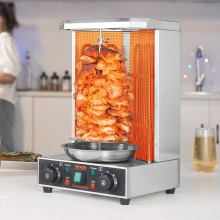 VEVOR Shawarma Grill Machine, capacité de 13 lb, machine de cuisson de poulet Shawarma avec 2 brûleurs, gril vertical électrique gyroscope four à rôtissoire Doner Kebab Machine, pour les fêtes de cuisine de restaurant à domicile
