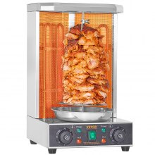 VEVOR Shawarma Grill Machine, 13lbs Capacity, Chicken Shawarma Cooker Machine with 2 Burners, 122℉-572℉ Electric Vertical Broiler Gyro Rotisserie Oven Doner Kebab Machine for Home/Commercial Use