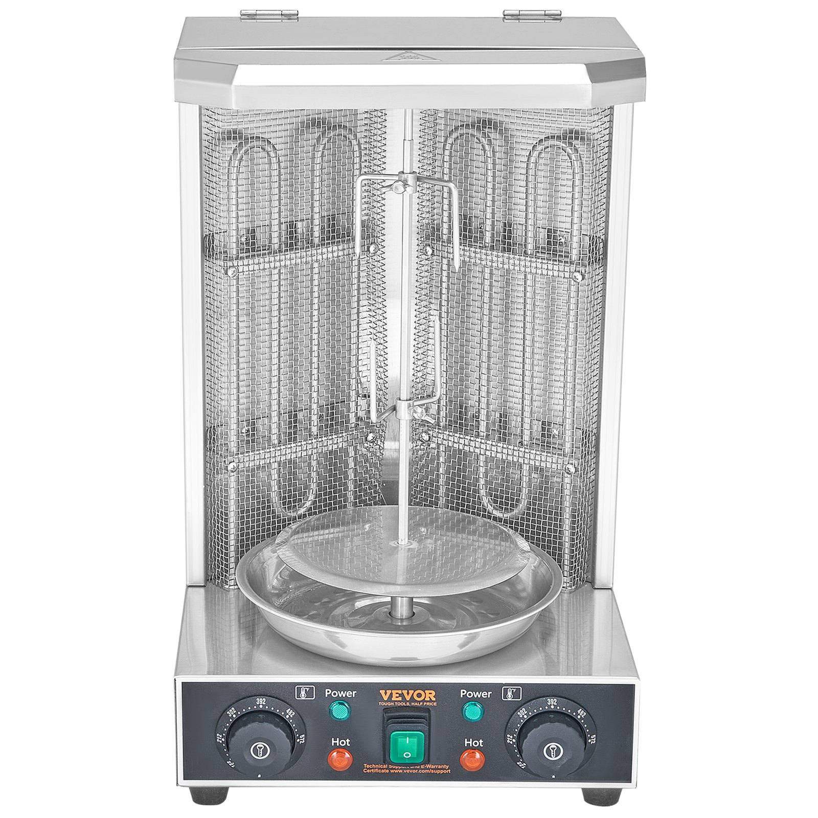 VEVOR Shawarma Grill Machine, 13lbs Capacity, Chicken Shawarma Cooker Machine with 2 Burners, 122℉-572℉ Electric Vertical Broiler Gyro Rotisserie Oven Doner Kebab Machine for Home/Commercial Use