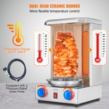 VEVOR Shawarma Grill Machine, 13 libras de capacidad, máquina de cocina de pollo Shawarma con 2 quemadores, asador vertical de gas Gyro asador horno Doner Kebab, para el hogar restaurante cocina fiestas