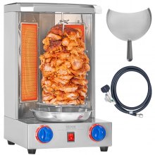 VEVOR Shawarma Grill Machine, 13 libras de capacidad, máquina de cocina de pollo Shawarma con 2 quemadores, asador vertical de gas Gyro asador horno Doner Kebab, para el hogar restaurante cocina fiestas