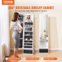 VEVOR Mirror Jewelry Cabinet 360° Swivel Standing Mirror with Storage White