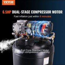 VEVOR 80 Gallon Air Compressor, 6.5HP 15.5SCFM@90 PSI, 2-Stage 145PSI Oil Free Stationary Air Compressor Tank for Industrial Manufacturing, Construction Sites, Auto Repair (3-Phase Power)