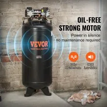 VEVOR 80 Gallon Air Compressor, 6.5HP 15.5SCFM@90 PSI, 2-Stage 145PSI Oil Free Stationary Air Compressor Tank for Industrial Manufacturing, Construction Sites, Auto Repair (3-Phase Power)