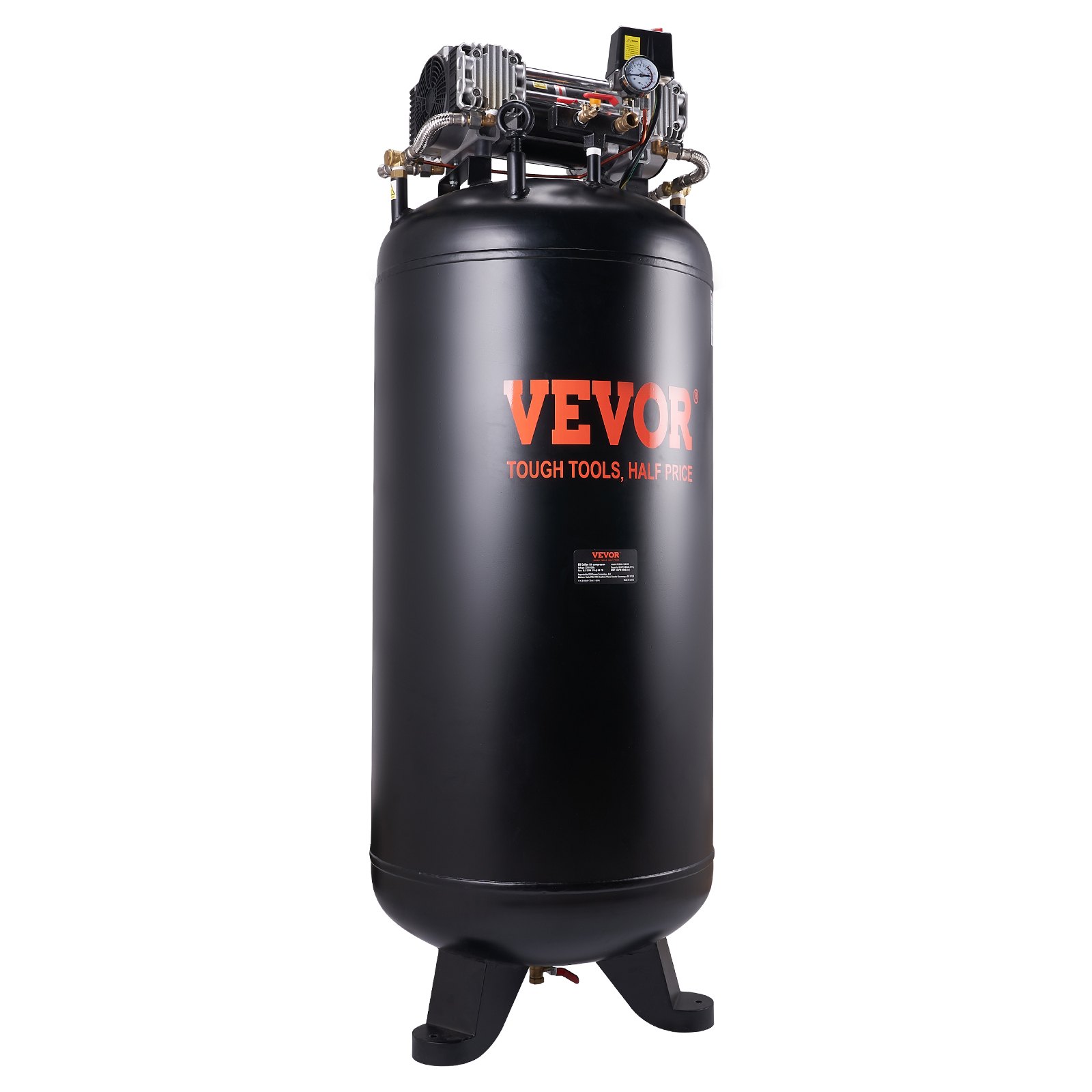 VEVOR 80 Gallon Air Compressor, 6.5HP 15.5SCFM@90 PSI, 2-Stage 145PSI Oil Free Stationary Air Compressor Tank for Industrial Manufacturing, Construction Sites (3-Phase Power, 220V 60 Hz)