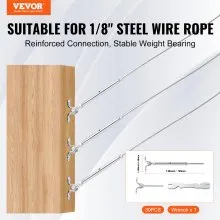 VEVOR T316 Stainless Steel Adjustable Angle 3.2mm Cable Railing Kit/Hardware for Wood Post，Marine Grade for 3.2mmWire Rope,0-180-Degree Angle & Easy Installation, Silver (30 Pack)
