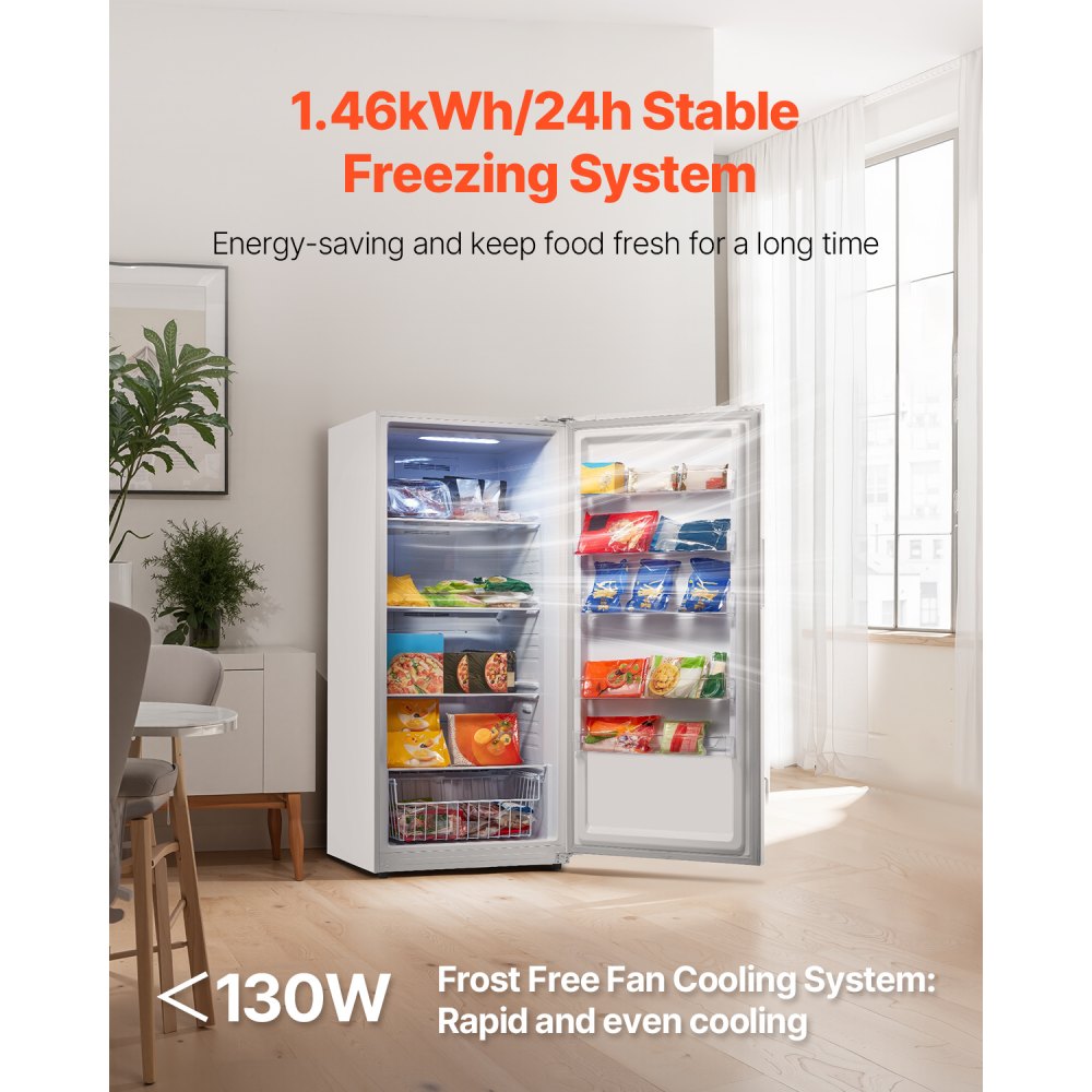 VEVOR Convertible Freezer/Refrigerator, 20.2 Cu.Ft Frost Free Upright Freezer with Temp Control Panel, Door Open too Long Alarm, Adjustable Shelves and LED, Standing Fridge for Kitchen, Office, Garage