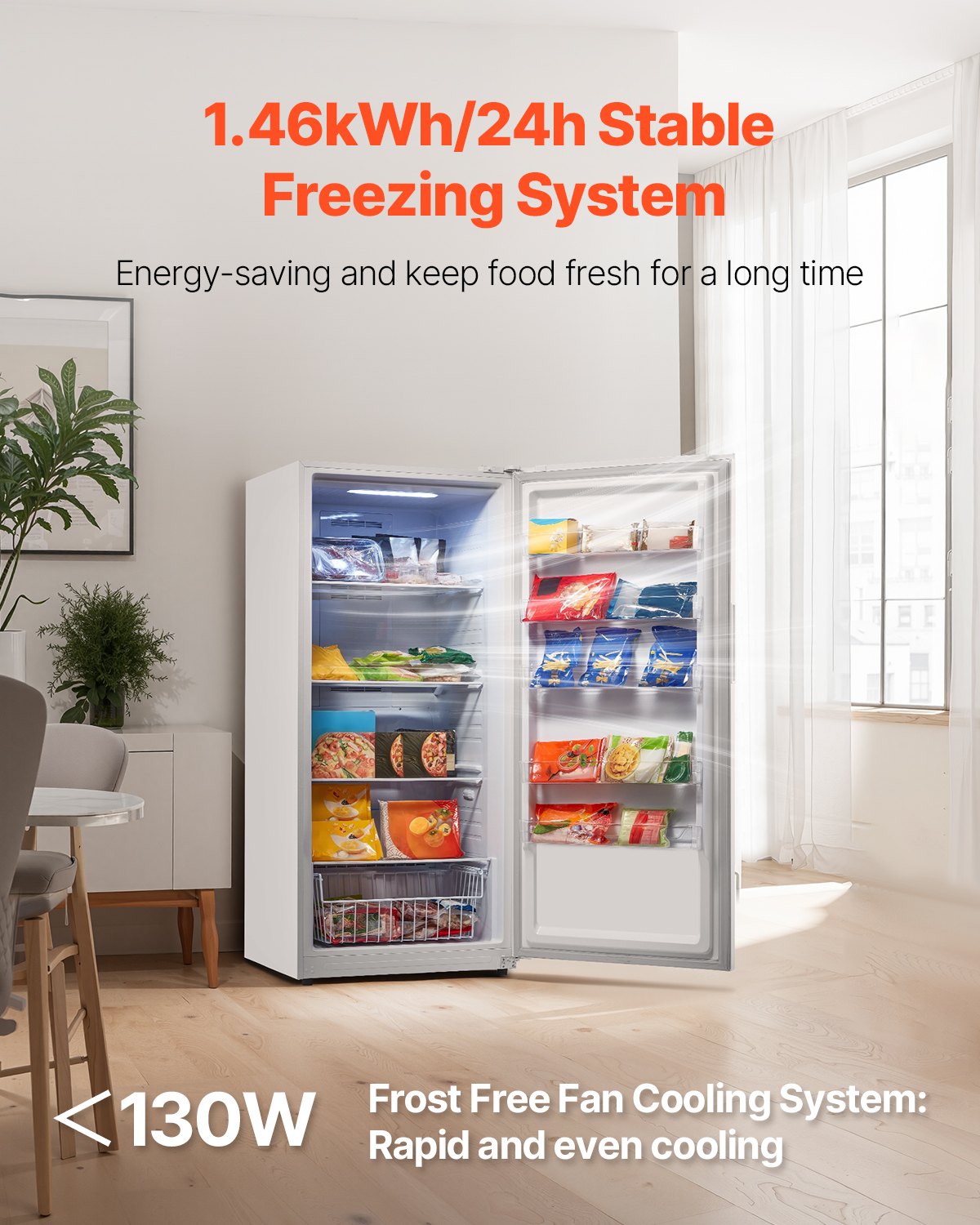 VEVOR Convertible Freezer/Refrigerator, 20.2 Cu.Ft Frost Free Upright Freezer with Temp Control Panel, Door Open too Long Alarm, Adjustable Shelves and LED, Standing Fridge for Kitchen, Office, Garage