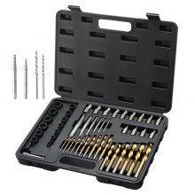 VEVOR 48-Piece Bolt Extractor Screw Extractor Set, with 13 PCS Bolt Extractor Set, 19 PCS Screw Extractors, 16 PCS Reverse HSS Drill Bits, Storage Case, for Removing Damaged Bolts, Screws, and Nuts