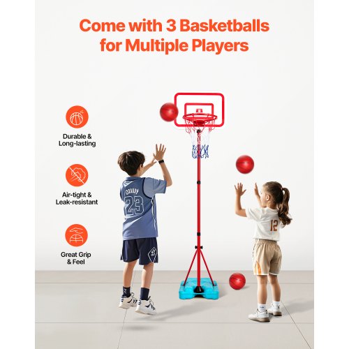 HYES Canasta De Baloncesto Para Niños De 3 A 5 Años – Altura Ajustable (114-139 Cm), Aro Para Interior Y Exterior, Con 4 Pelotas Y Bomba, Base Estable Rellenable, Regalo Para Peques
