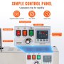 VEVOR band sealer control panel with power, heater, fan switches, speed knob, and temperature controller.