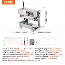 VEVOR Continuous Bag Band Sealing Machine Vertical Band Sealer Stainless Steel