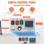 Panel de control de la máquina selladora de bolsas VEVOR con interruptor de encendido, interruptor de sellado térmico, interruptor de ventilador y controlador de temperatura.