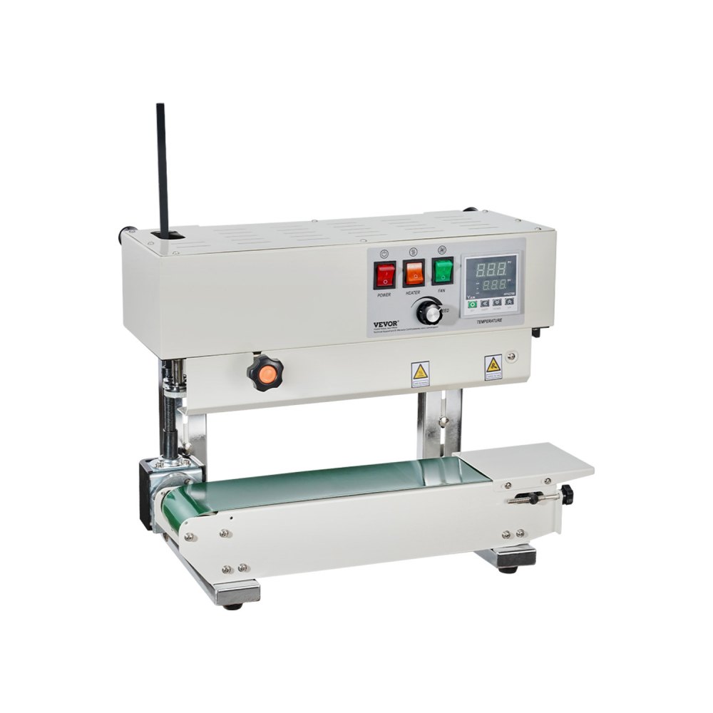 VEVOR Continuous Bag Band Sealing Machine, 6-12 mm Sealing Width, Vertical Band Sealer Machine with Digital Temperature Control, Carbon Steel Bag Sealer for 0.02-0.8 mm Plastic Bags Films Membrane