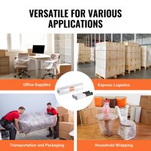 VEVOR Stretch Film, 15 inches x 1000 feet, 1 Pack, 60 Gauge Industrial Strength Clear Durable Stretch Wrap Roll, Heavy Duty Shrink Film Stretch Wrap with Handles for Pallet Wrapping Shipping Moving