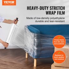 VEVOR Stretch Film, 15 inches x 1200 feet, 2 Pack, 80 Gauge Industrial Strength Clear Durable Stretch Wrap Roll, Heavy Duty Shrink Film Stretch Wrap with Handles for Pallet Wrapping Shipping Moving
