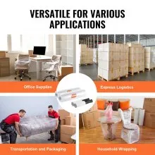 VEVOR Stretch Film, 15 inches x 1200 feet, 2 Pack, 80 Gauge Industrial Strength Clear Durable Stretch Wrap Roll, Heavy Duty Shrink Film Stretch Wrap with Handles for Pallet Wrapping Shipping Moving
