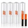 VEVOR Stretch Film, 381 mm (W) x 366 m (L), 4 Pack, 80 Gauge Industrial Strength Clear Durable Stretch Wrap Roll, Heavy Duty Shrink Film Stretch Wrap with Handles for Pallet Wrapping Shipping Moving