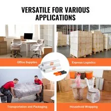 VEVOR Stretch Film, 15 inches x 1200 feet, 4 Pack, 80 Gauge Industrial Strength Clear Durable Stretch Wrap Roll, Heavy Duty Shrink Film Stretch Wrap with Handles for Pallet Wrapping Shipping Moving