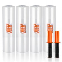 VEVOR Stretch Film, 15 inches x 1200 feet, 4 Pack, 80 Gauge Industrial Strength Clear Durable Stretch Wrap Roll, Heavy Duty Shrink Film Stretch Wrap with Handles for Pallet Wrapping Shipping Moving