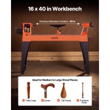Woodworking Lathe 1.5 HP 16 x 40 in Wood Lathe Machine Variable Speed 0-3200 RPM