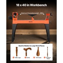 Woodworking Lathe 2 HP 18 x 40 in Wood Lathe Machine Variable Speed 0-3200 RPM