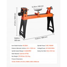 Woodworking Lathe 2 HP 18 x 40 in Wood Lathe Machine Variable Speed 0-3200 RPM