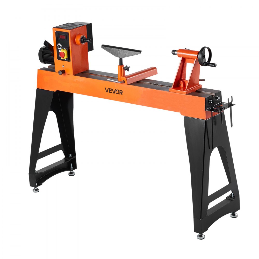 Sústruh na drevo VEVOR, 1500 W / 2 HP, sústruh na drevo s variabilnou rýchlosťou 0 až 3200 ot./min., pracovný stôl 457 x 1020 mm, bezkefový jednosmerný motor, liatinové telo, podpera nástroja, pre stredné až veľké projekty v oblasti spracovania dreva