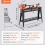 VEVOR Wood Lathe with Copy Attachment, 13.78 in x 37.8 in, 1 HP 750W Woodworking Lathe with Stand, Continuously Variable Speed 680-2520 RPM with Light Hex Wrenches Turning Tool Set, for Woodworking