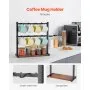 VEVOR Coffee Mug Holder for Countertop, 16 Hooks Coffee Cup Holder with Storage Base, 2 Tier Mugs Tree Rack Carbon Steel & Wood Mug Display Stand, for Coffee Bar Home Storage and Display (Matte Black)
